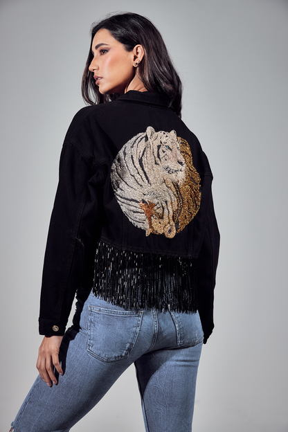 Yin Yang Tigers Fringed Jacket