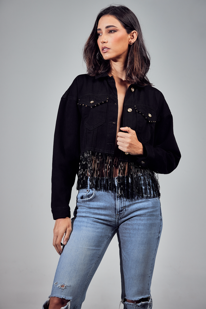 Yin Yang Tigers Fringed Jacket