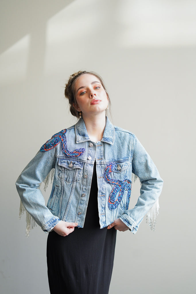 Purple Snake Jacket with Fringes